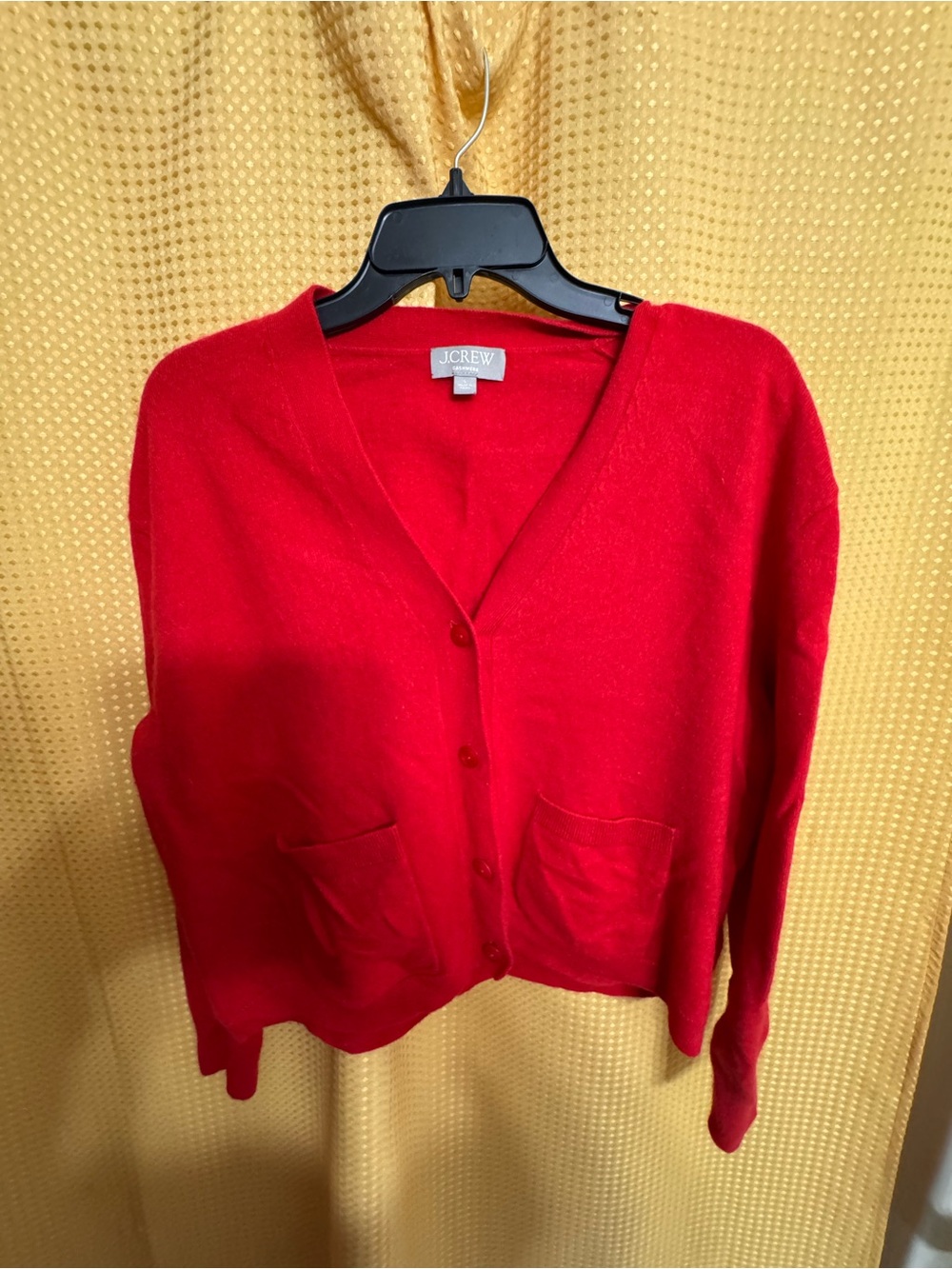 J. Crew Cashmere Bright Red V-Neck Button Cardigan with Pockets